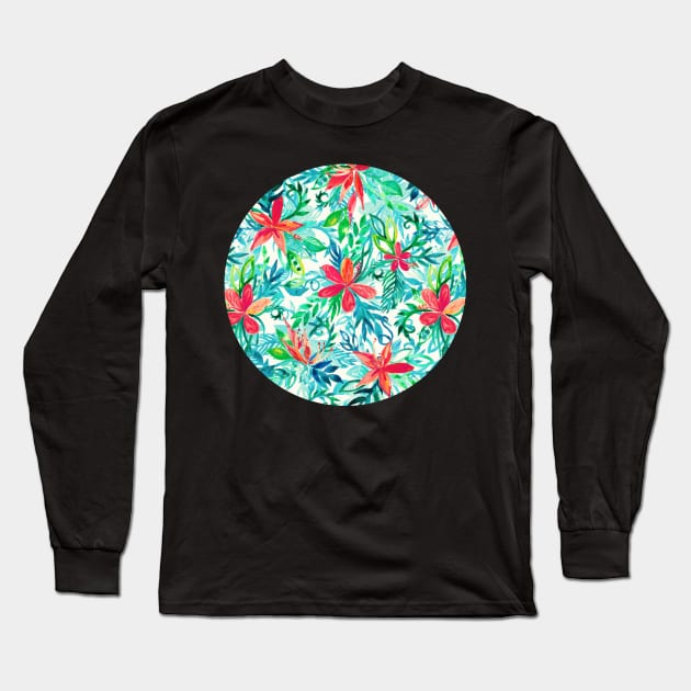 Paradise Floral - a watercolor pattern Long Sleeve T-Shirt by micklyn